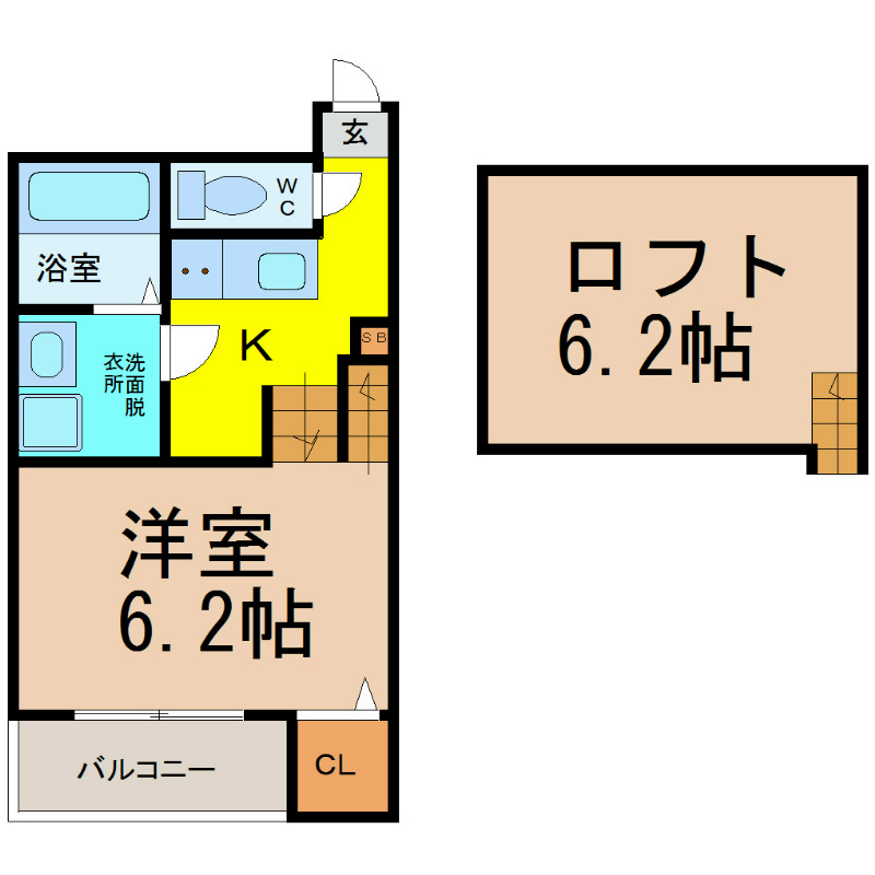 名古屋市瑞穂区北原町のアパートの間取り