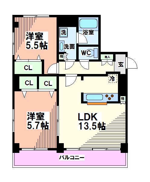 国分寺市光町のマンションの間取り