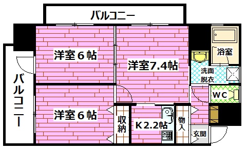 広島市安佐南区安東のマンションの間取り