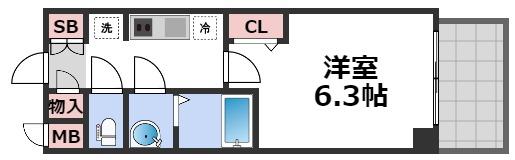 プレサンス谷町九丁目ディセオの間取り