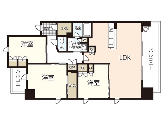 広島市中区大手町のマンションの間取り