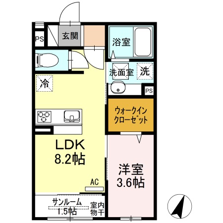 山口市小郡栄町のアパートの間取り