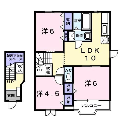 白石市旭町のアパートの間取り