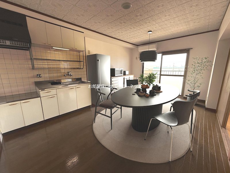 キッチン　3Dモデル家具置いたらこんな感じ！おしゃれ！