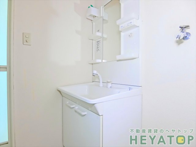 洗面設備　忙しい朝の身支度に便利なシャワー付き洗面化粧台