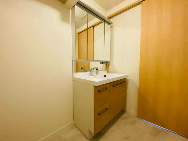 洗面設備　シャワー付洗面台です