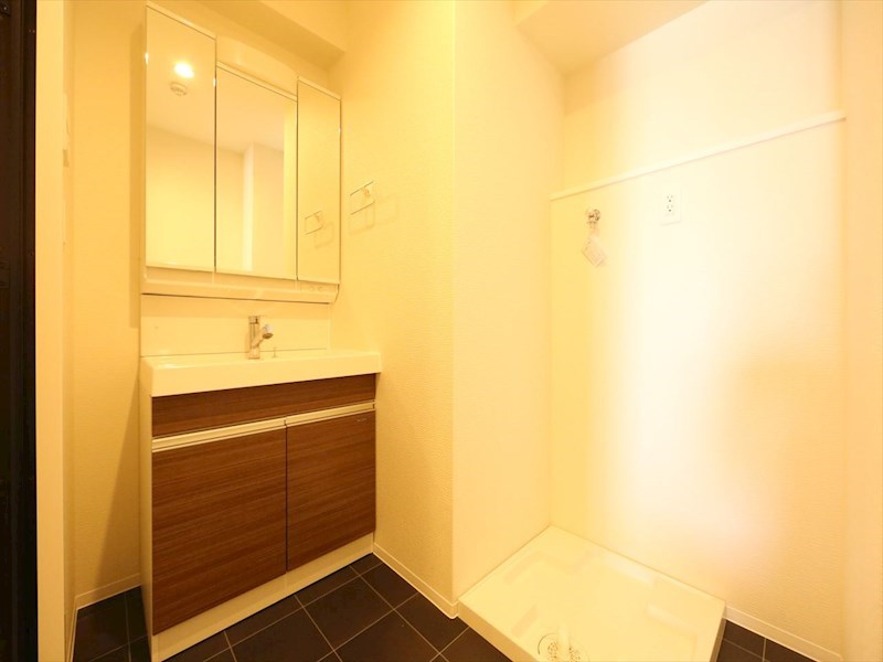 洗面設備　脱衣所　独立洗面台（シャンプードレッサー付）収納スペース有