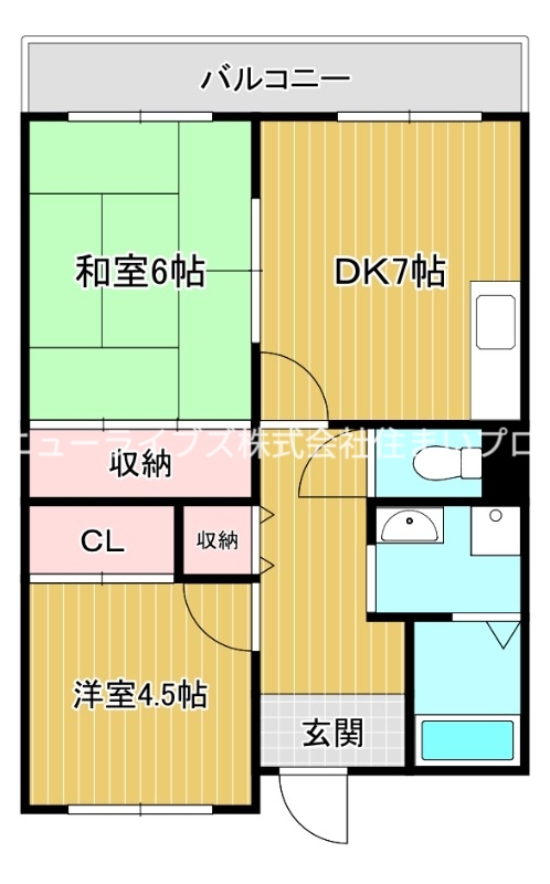 京阪本線 古川橋駅 徒歩7分 7階建 築38年の間取り写真