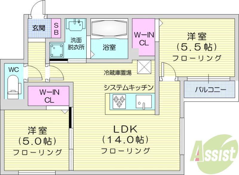 地下鉄南北線 北２４条駅 徒歩15分 4階建 築9年の間取り写真