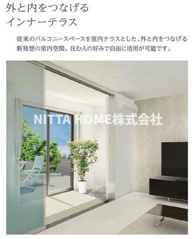居室・リビング　【完成イメージ図】１３．２帖のリビングにカウンターキッチンが