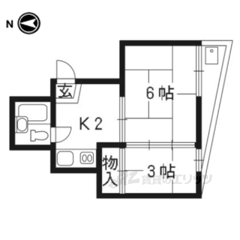 京都市西京区下津林前泓町のアパートの間取り