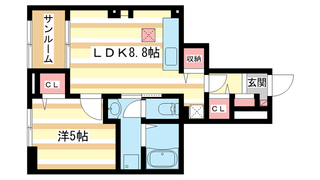 天理市丹波市町のアパートの間取り