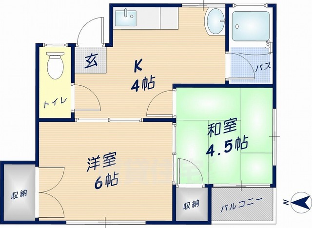 東大阪市豊浦町のマンションの間取り