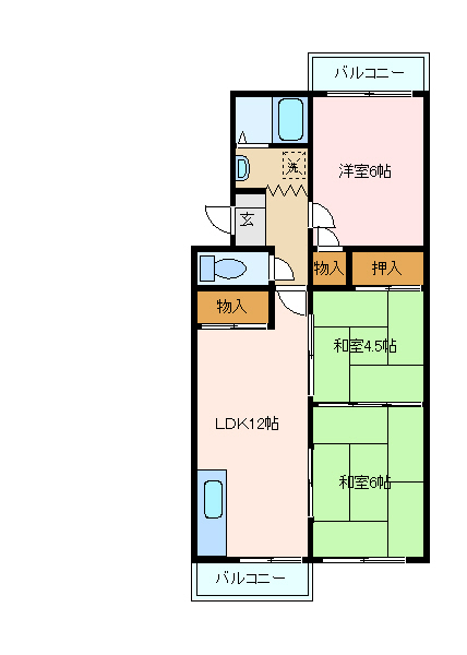 神戸市垂水区向陽のマンションの間取り