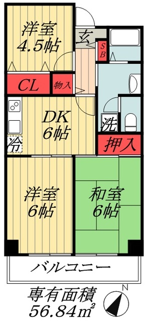 市川市南八幡のマンションの間取り