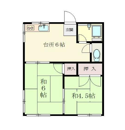 八王子市絹ケ丘のアパートの間取り