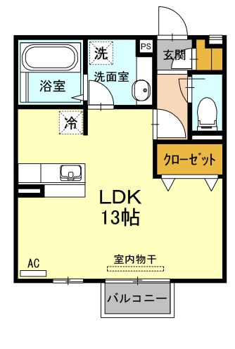 福山市御幸町大字上岩成のアパートの間取り