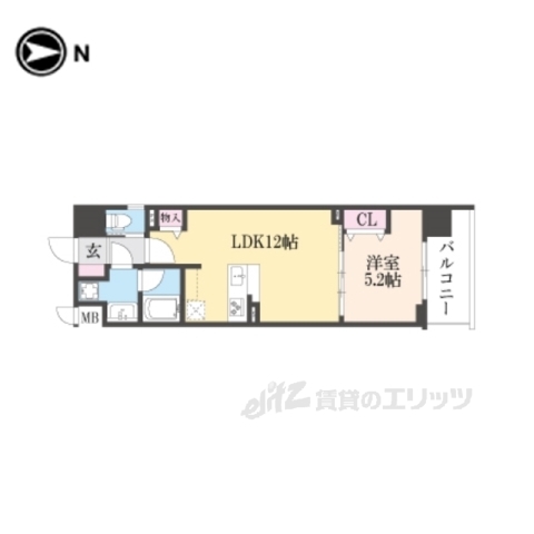 京都市中京区橋東詰町のマンションの間取り