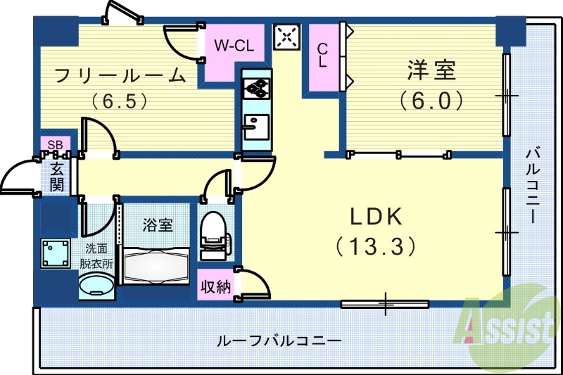 神戸市中央区日暮通のマンションの間取り