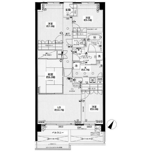 熊谷市新堀のマンションの間取り