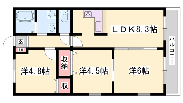 明石市明南町のマンションの間取り