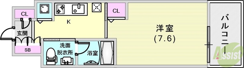 エステムコートみなと元町THE FIRSTの間取り