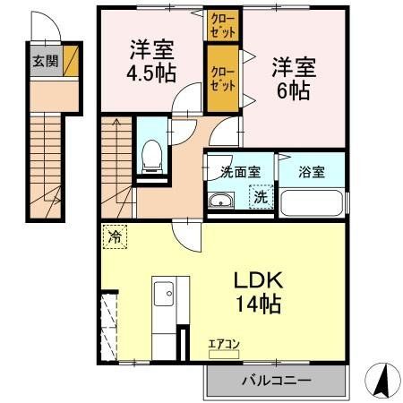 【印西市木下南のアパートの間取り】