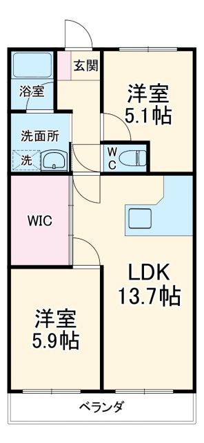 一宮市大和町馬引のマンションの間取り