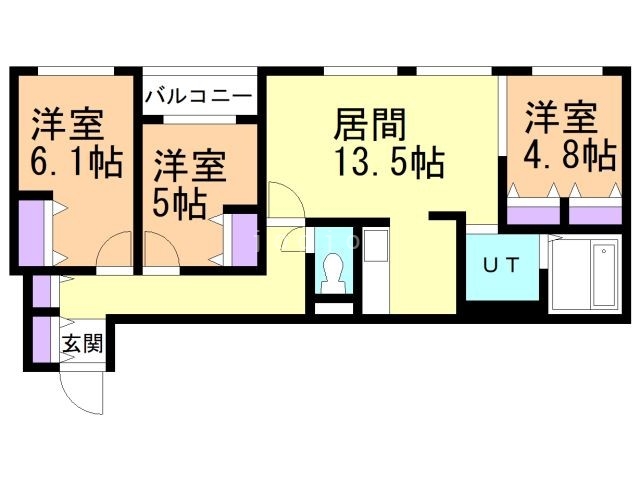 札幌市中央区南十六条西のマンションの間取り