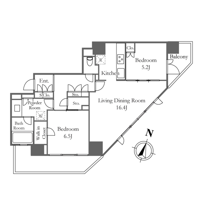 港区西麻布のマンションの間取り