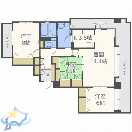 【札幌市中央区南九条西のマンションの間取り】