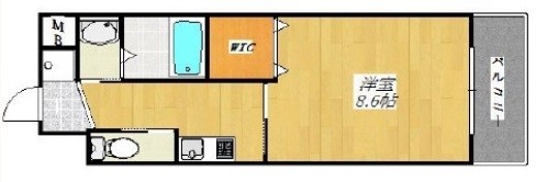 堺市北区北花田町のマンションの間取り