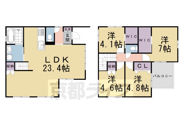 嵯峨朝日町貸家の間取り