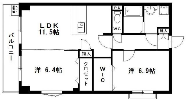 静岡市葵区千代田のマンションの間取り