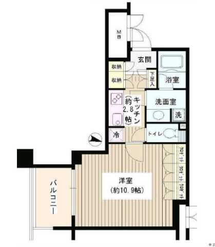 新宿区北新宿のマンションの間取り