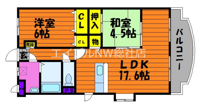 総社市中央のマンションの間取り