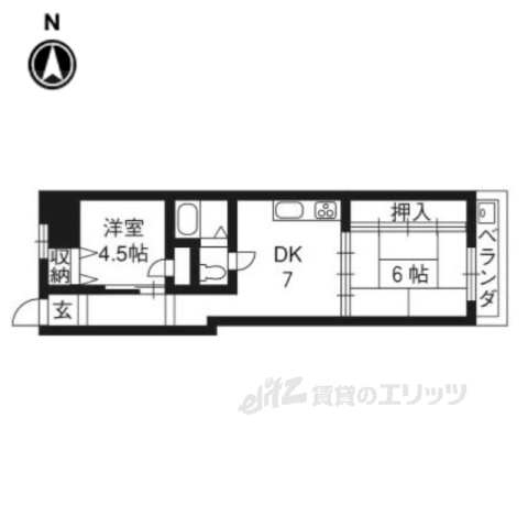 京都市上京区毘沙門町のマンションの間取り