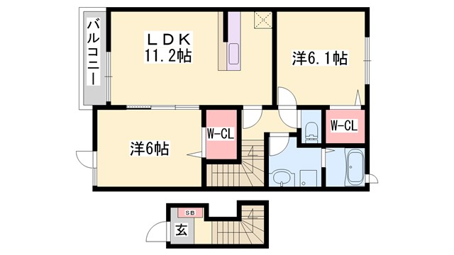 宍粟市山崎町下広瀬のアパートの間取り