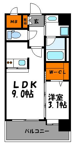 福岡市中央区薬院のマンションの間取り