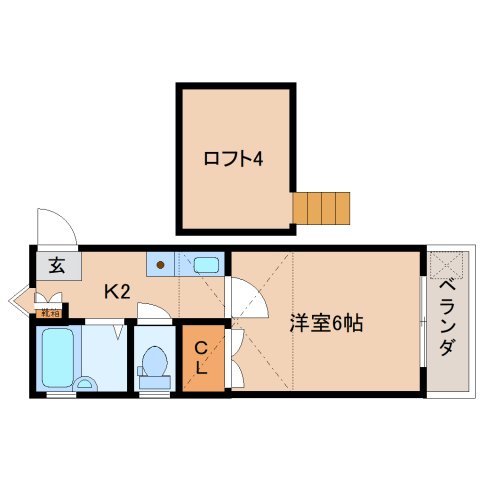 奈良市若葉台のアパートの間取り