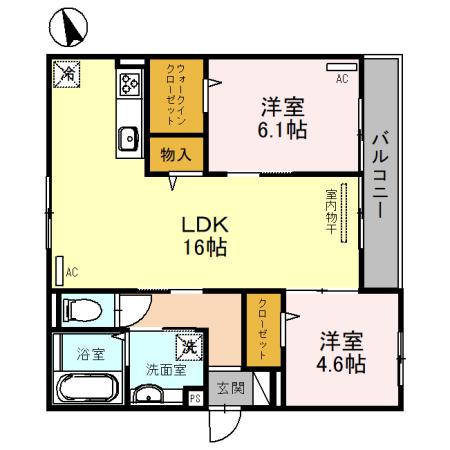 大阪市住吉区千躰のアパートの間取り