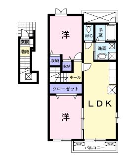 福山市新市町大字戸手のアパートの間取り