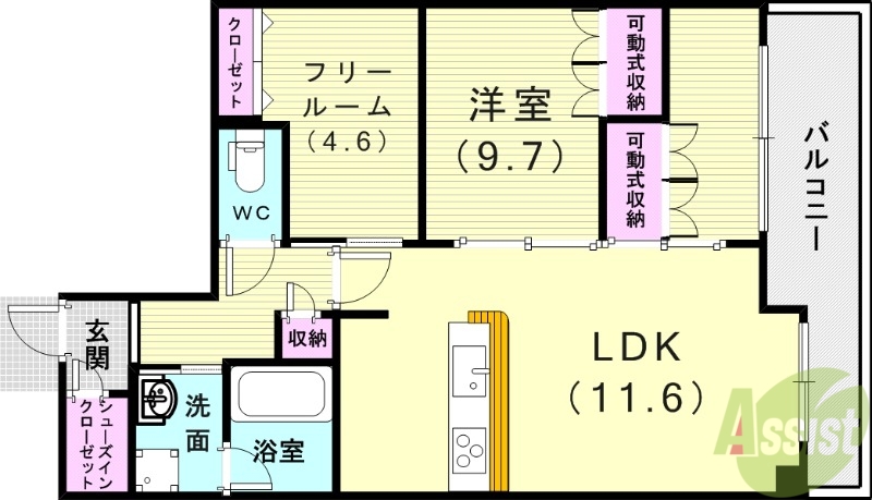 神戸市須磨区妙法寺のマンションの間取り
