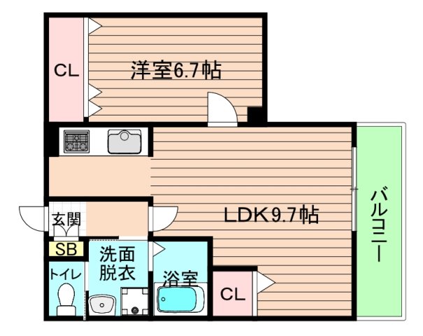 大阪市都島区都島南通のマンションの間取り
