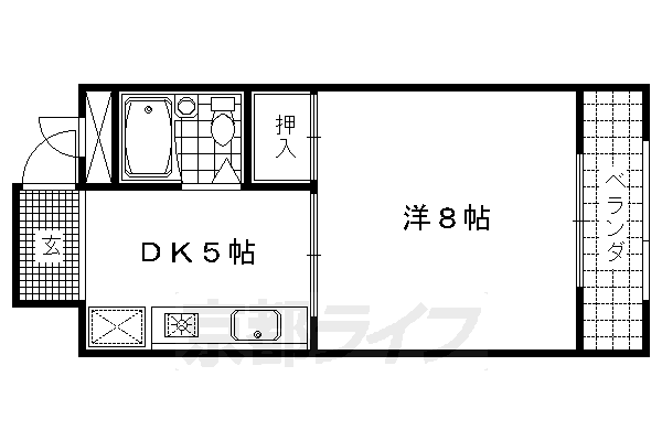 京都市右京区嵯峨朝日町のマンションの間取り