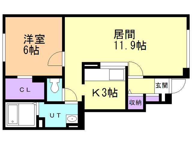 函館市弥生町のアパートの間取り