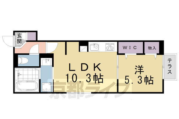 京都市左京区下鴨下川原町のアパートの間取り