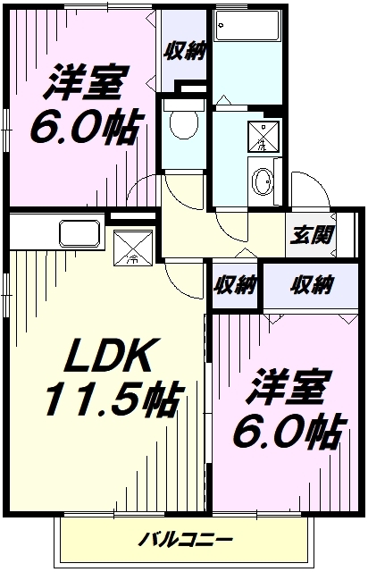 セジュール新町Bの間取り