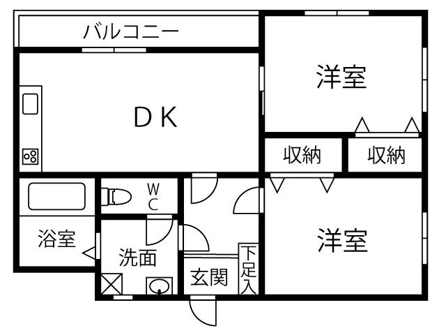 鹿児島市石谷町のアパートの間取り