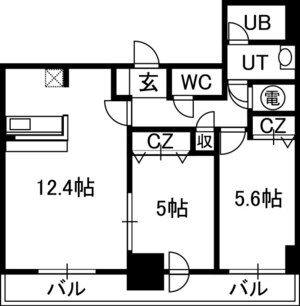 【アルファタワー札幌南４条の間取り】